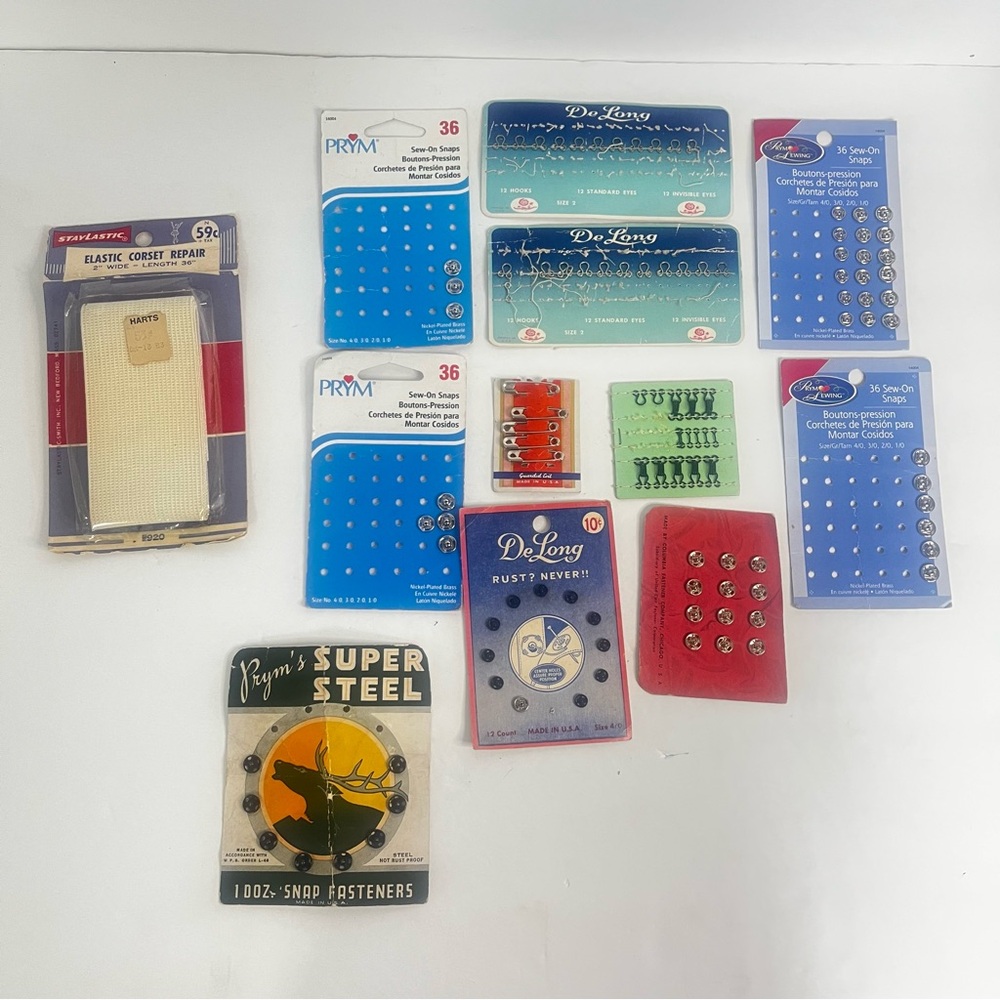 vintage lot of‎ sew on snaps eyes  used variety sizes and. brands prym de long